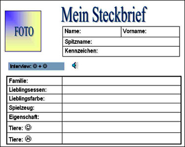 Schüler vorlage steckbrief Steckbrief Vorlage